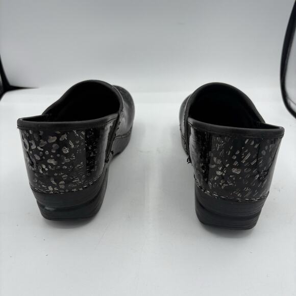 Dansko Clogs Womens US 9.5 EU 40 Black Leather Medical Nurse‎ Black Silver Spots - Picture 6 of 12